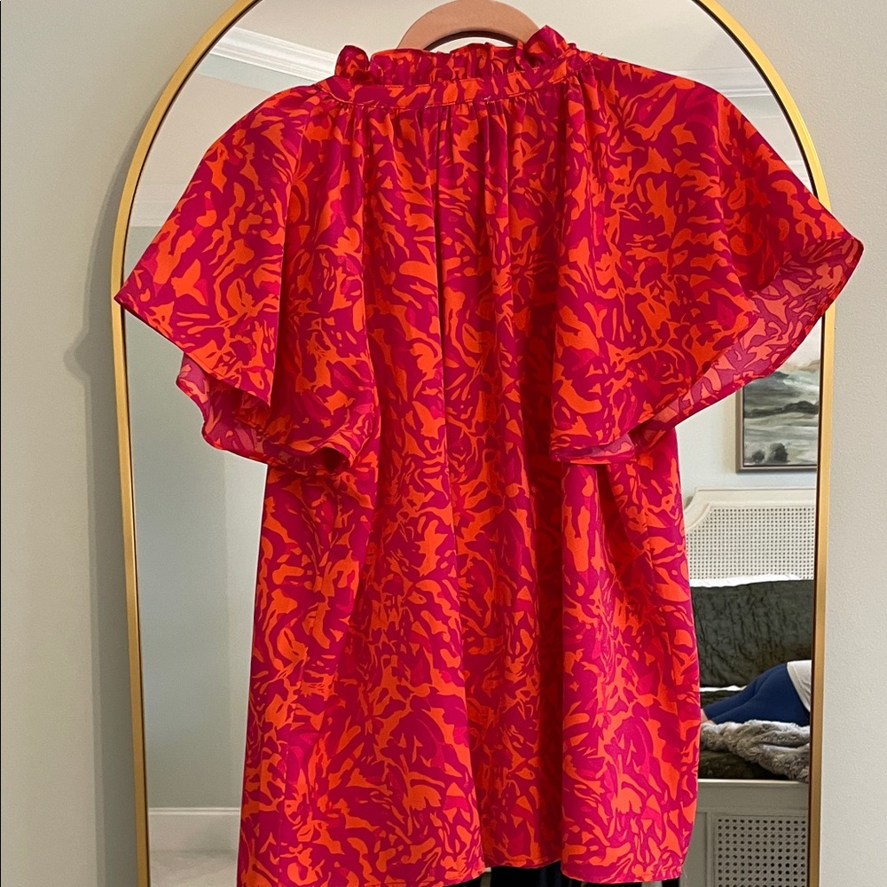 Umgee Pink and Orange Patterned Blouse - Picture 4 of 5